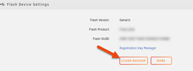 Sélectionnez le bouton de sauvegarde USB